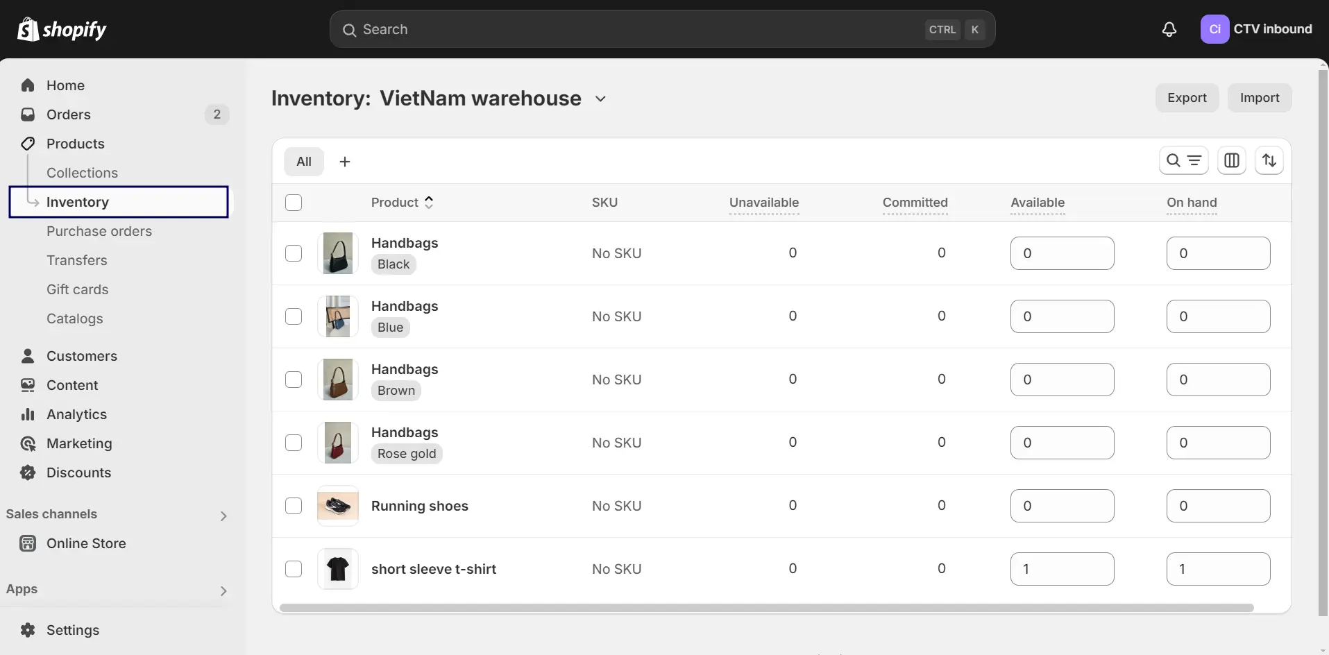 Click on the specific item (product, customer, order, or draft order)